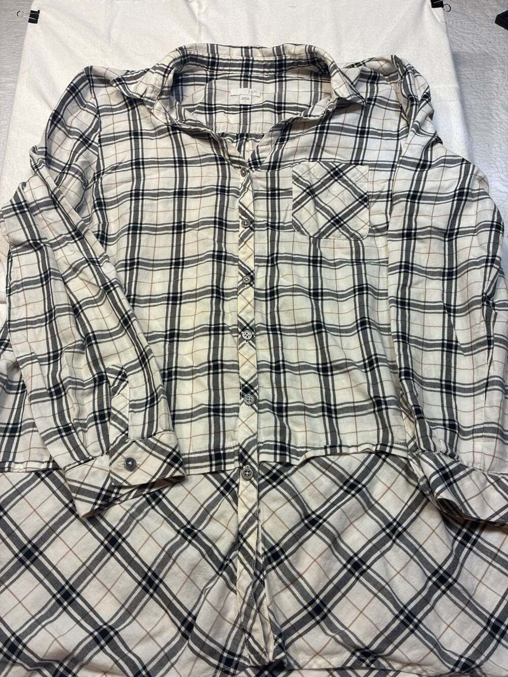 J.Jill Mixed Plaid Button Down Long Sleeve Shirt Size L